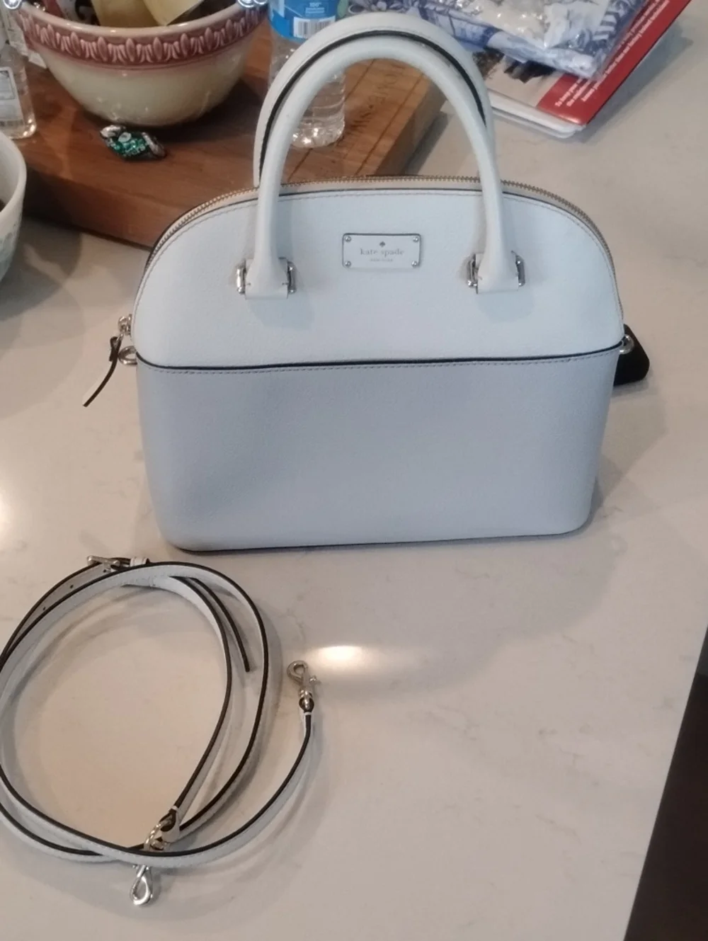 kate spade White Dome Satchel with Detachable Strap